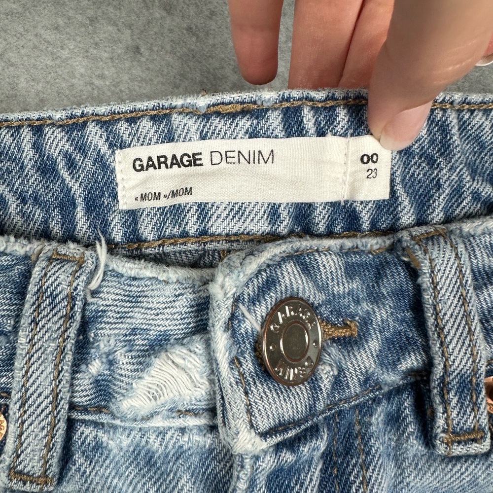 Garage Denim Mom Jeans Womens 00 Distressed Ripped Mid Rise Blue Denim Casual - Picture 9 of 14
